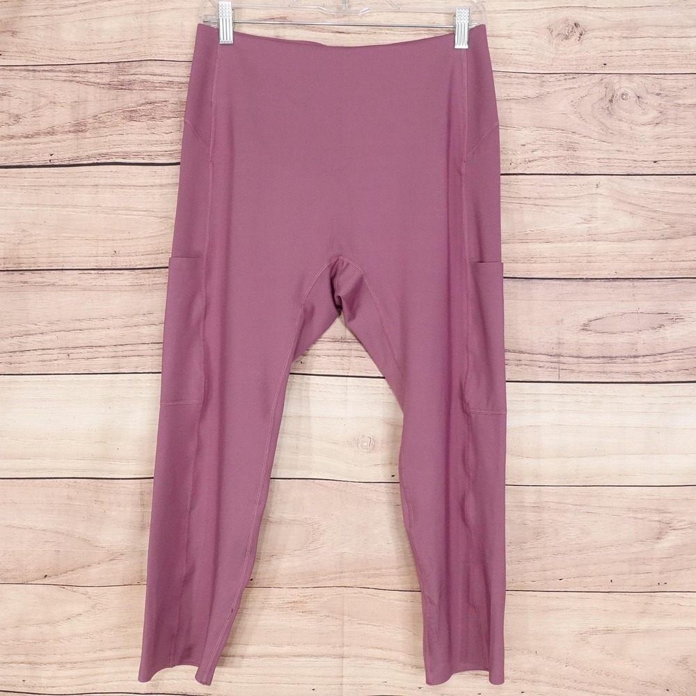 Ruby Ribbon Leggings Womens L Pink Capri High Rise Pockets Stretch Yoga Gym